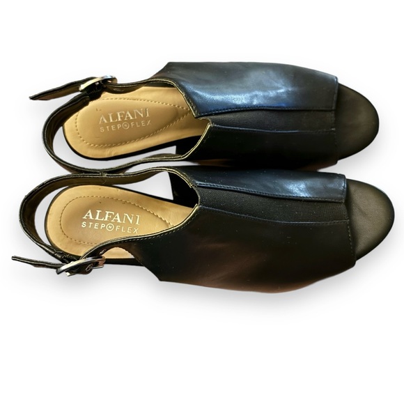 ALFANI Step n Flex Jalenne Leather Peep Toe Slingback Heels - Picture 6 of 8